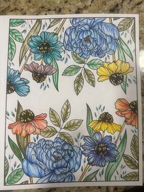 8.5”x10” Original Whimsical Colored pencil Fantasy Floral Artwork. Hand painted